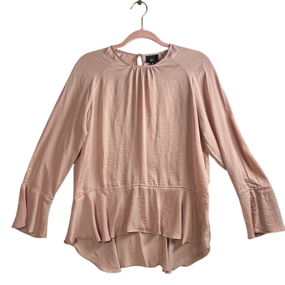Mossimo Light Pink Blouse With Ruffled Hem Small